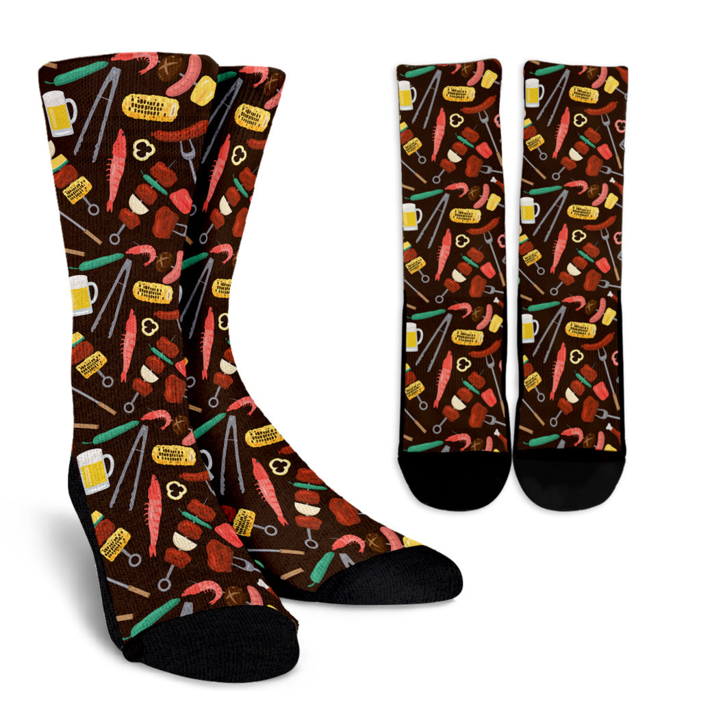 Barbecue Pattern Print Design 05 Crew Socks