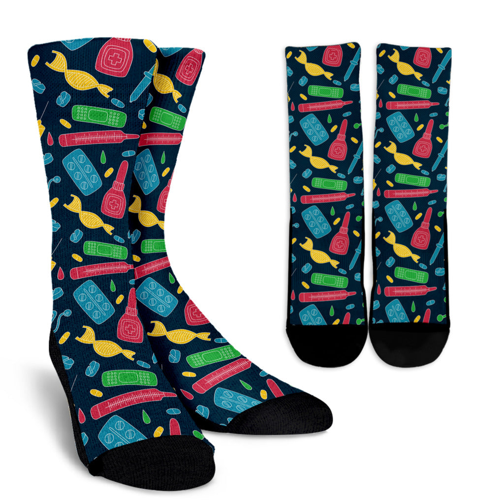 Phlebotomist Pattern Print Design A03 Crew Socks