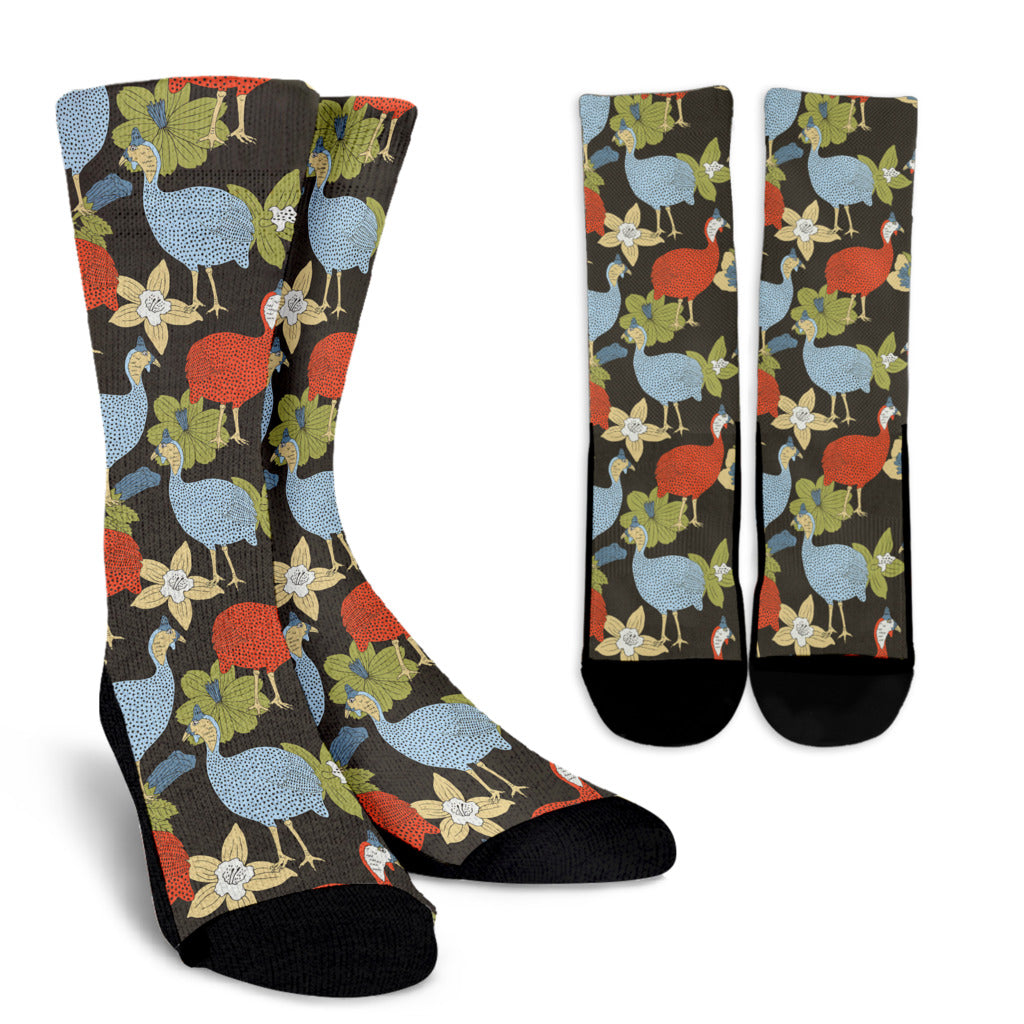 Guinea Fowl Pattern Print Design 02 Crew Socks