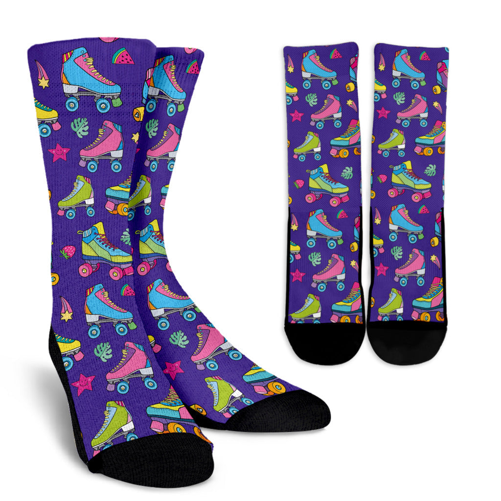 Roller skate Colorful Pattern Print Design A05 Crew Socks