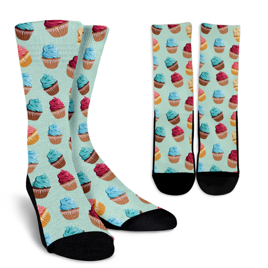 Cupcake Pattern Print Design 01 Crew Socks