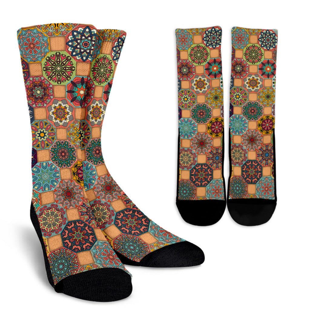 Boho Pattern Print Design 07 Crew Socks