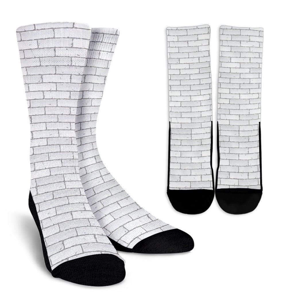 Brick White Pattern Print Design 03 Crew Socks