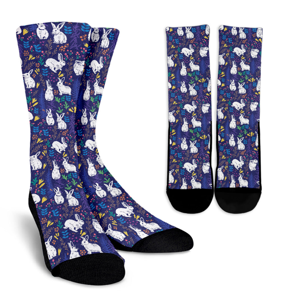 Bunny Pattern Print Design 01 Crew Socks