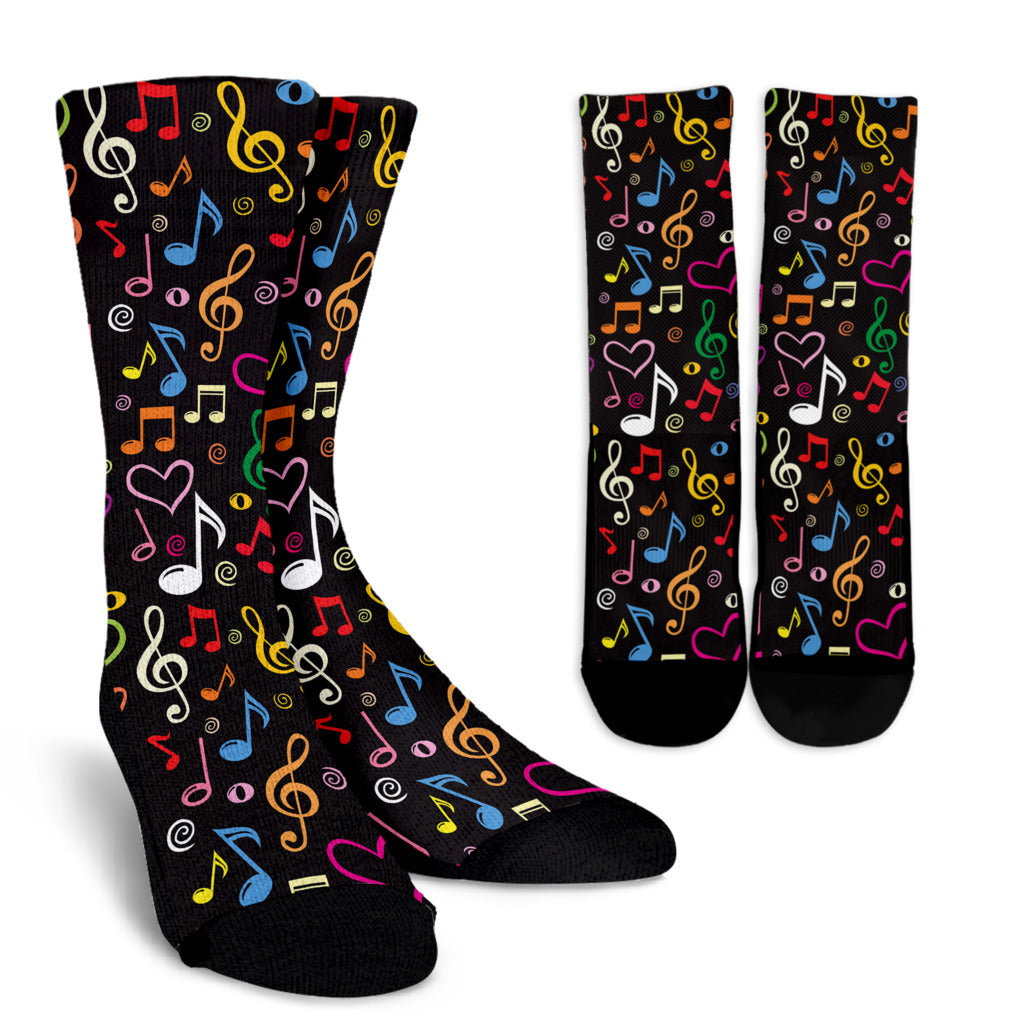Music note Pattern Print Design A01 Crew Socks