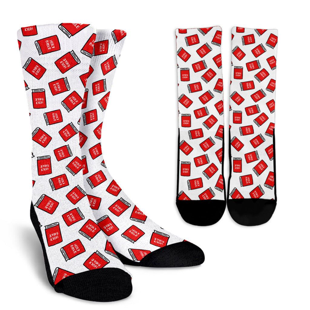 Bible Pattern Print Design 03 Crew Socks