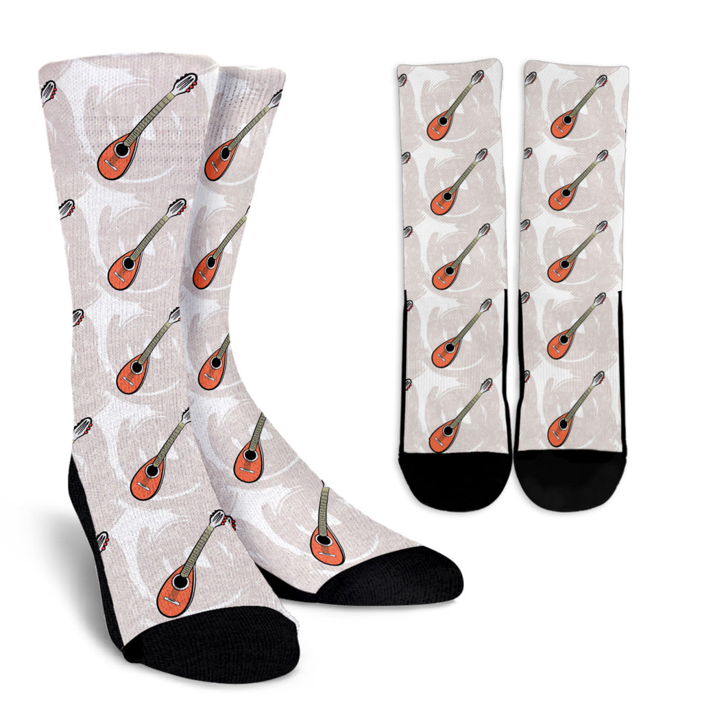 Mandolin Pattern Print Design 03 Crew Socks