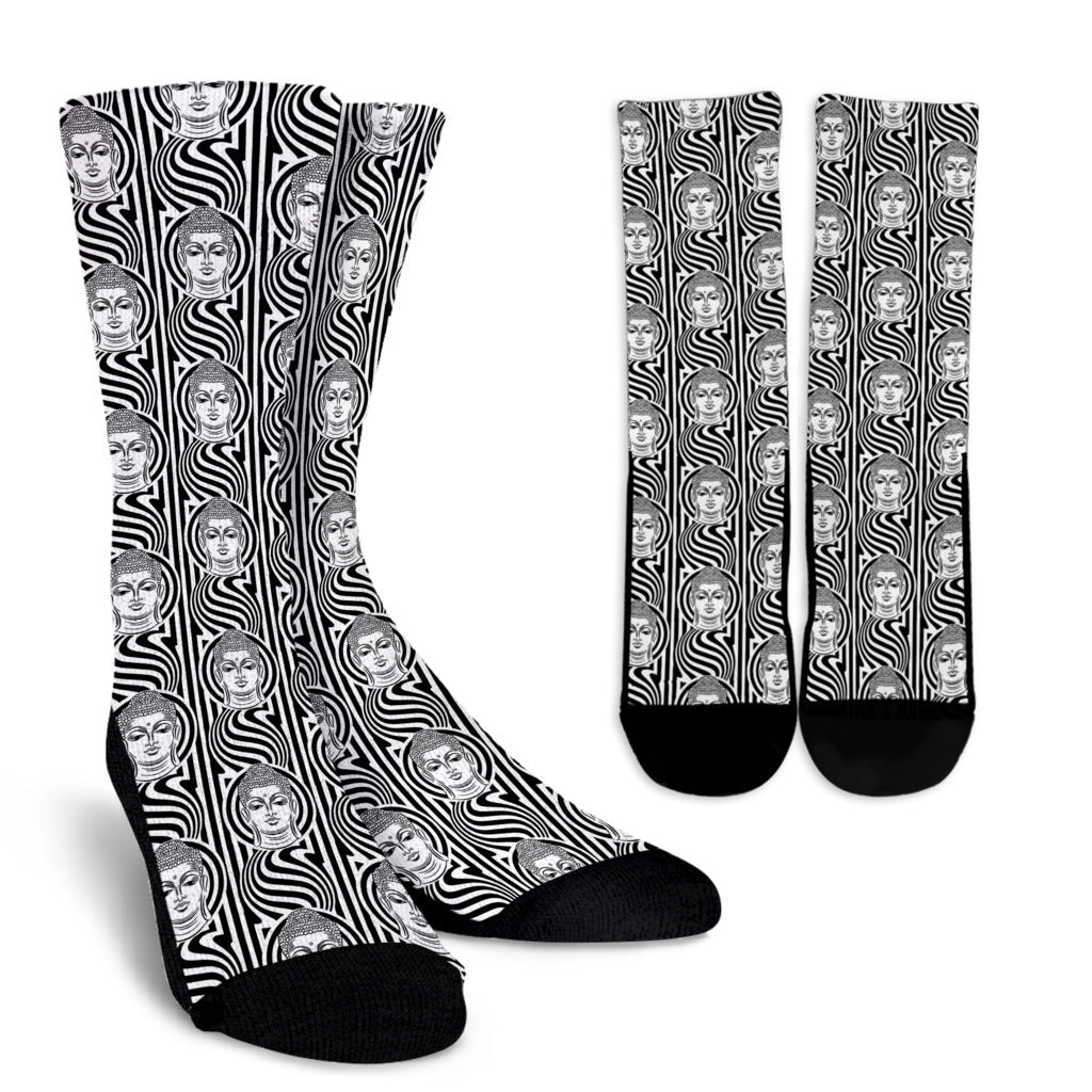 Buddha Pattern Print Design 05 Crew Socks