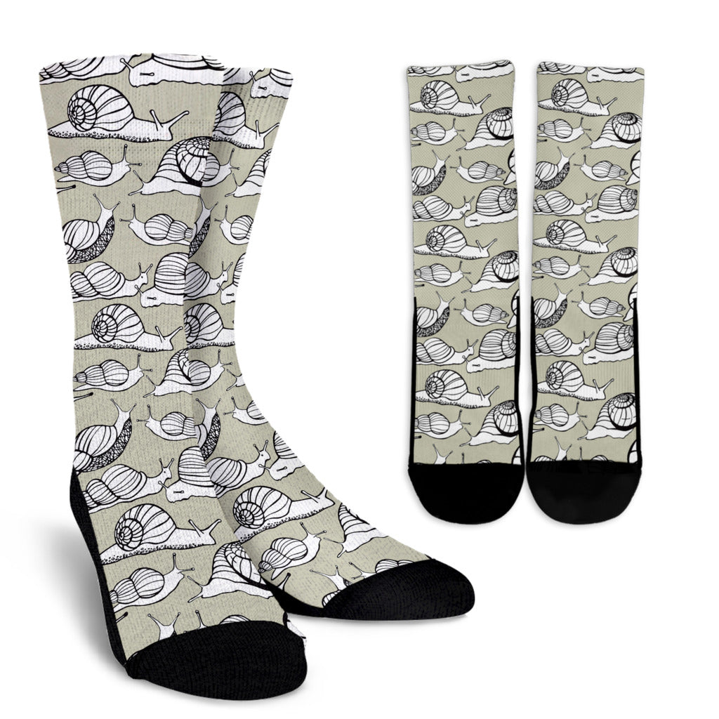 Snail Pattern Print Design 03 Crew Socks