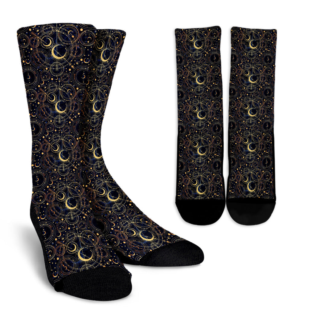 Celestial Pattern Print Design 04 Crew Socks