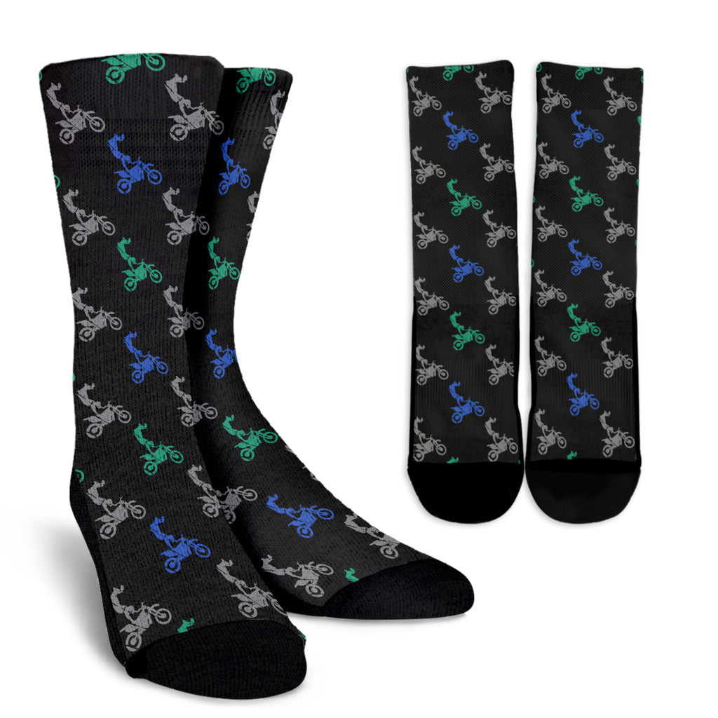 Motocross Pattern Print Design 02 Crew Socks