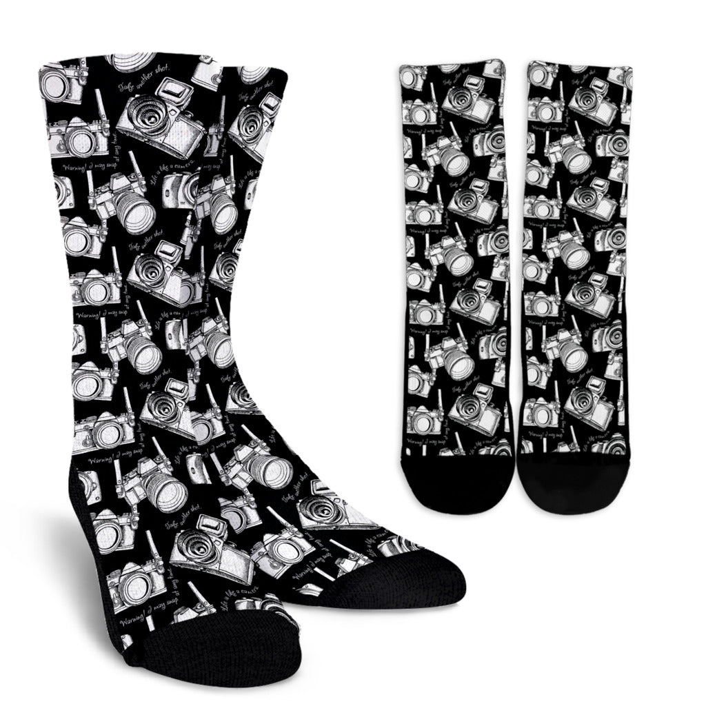 Camera Pattern Print Design 01 Crew Socks