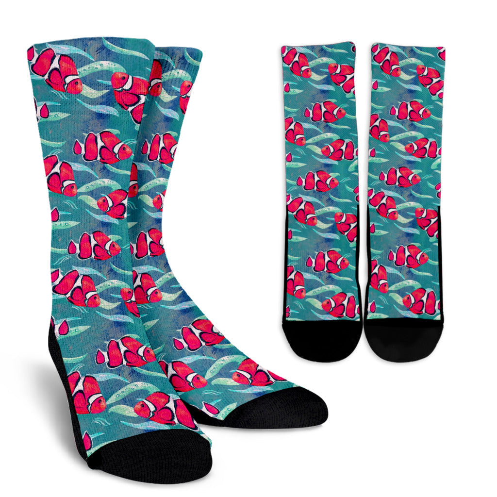 Clownfish Pattern Print Design 02 Crew Socks