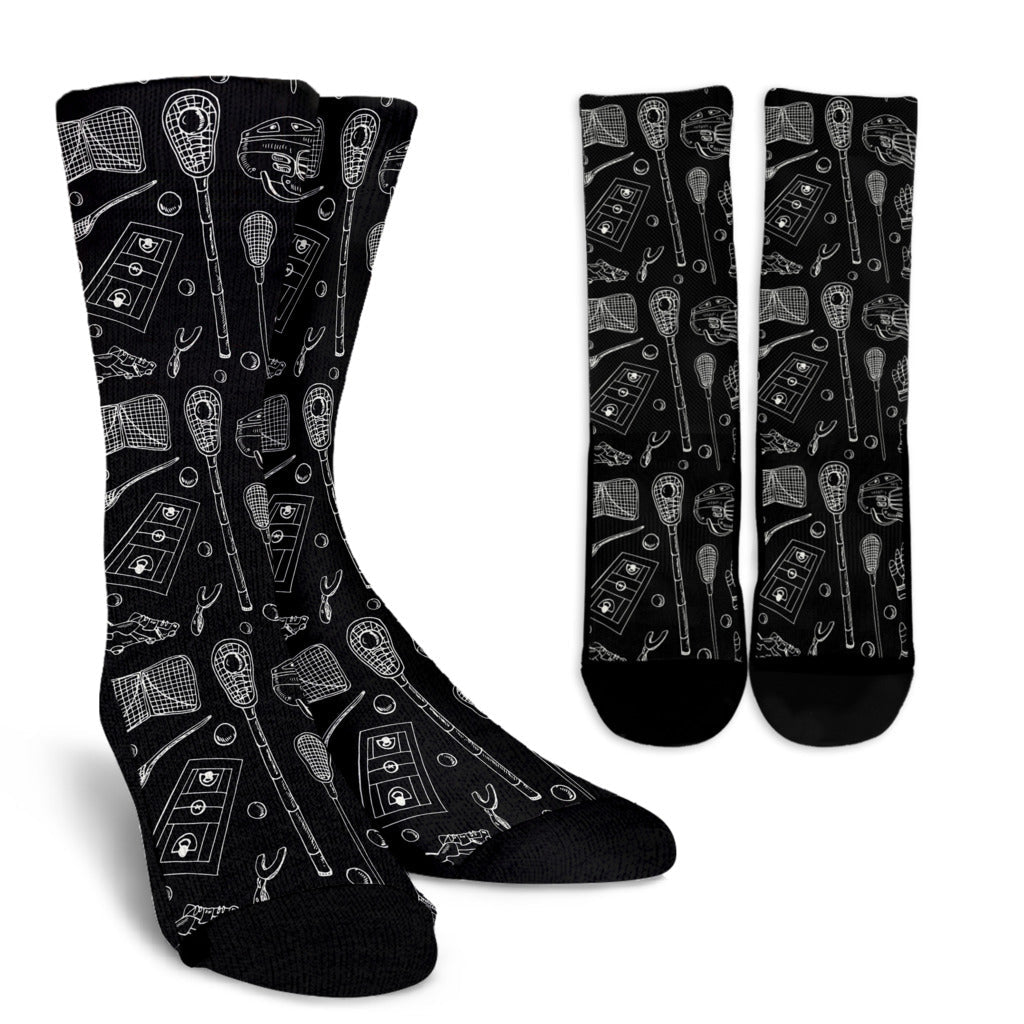 Lacrosse Pattern Print Design 01 Crew Socks