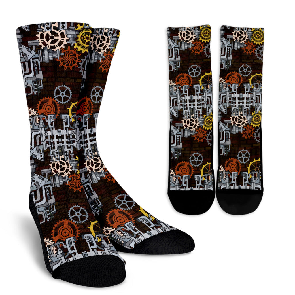 Mechanic Pattern Print Design 04 Crew Socks