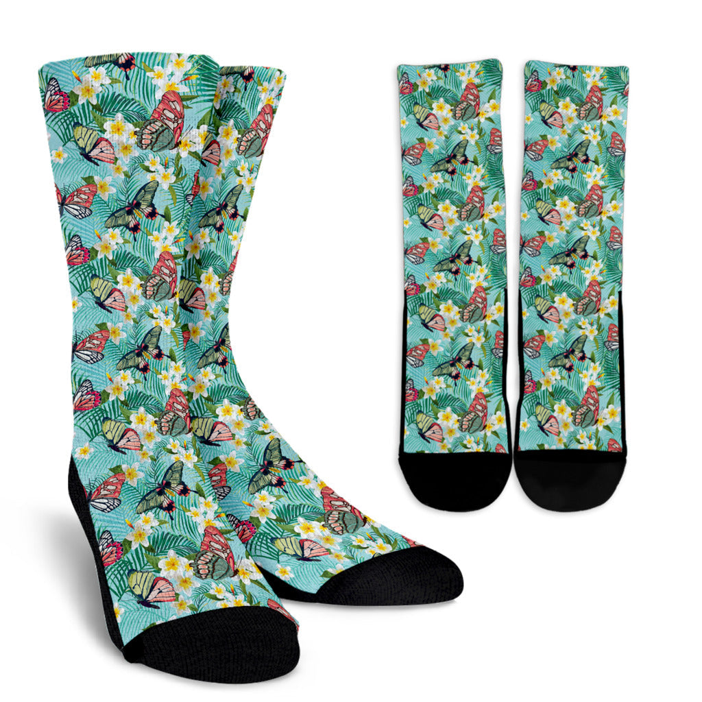 Butterfly Pattern Print Design 09 Crew Socks