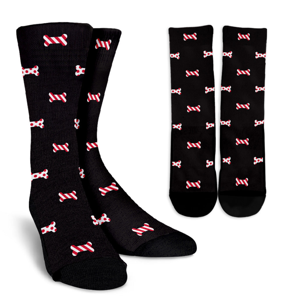 Dog Bone Pattern Print Design 04 Crew Socks