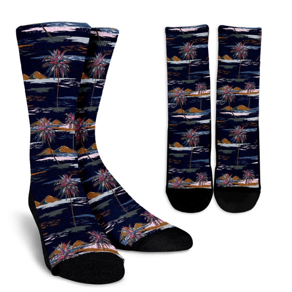 Pacific island Pattern Print Design A06 Crew Socks