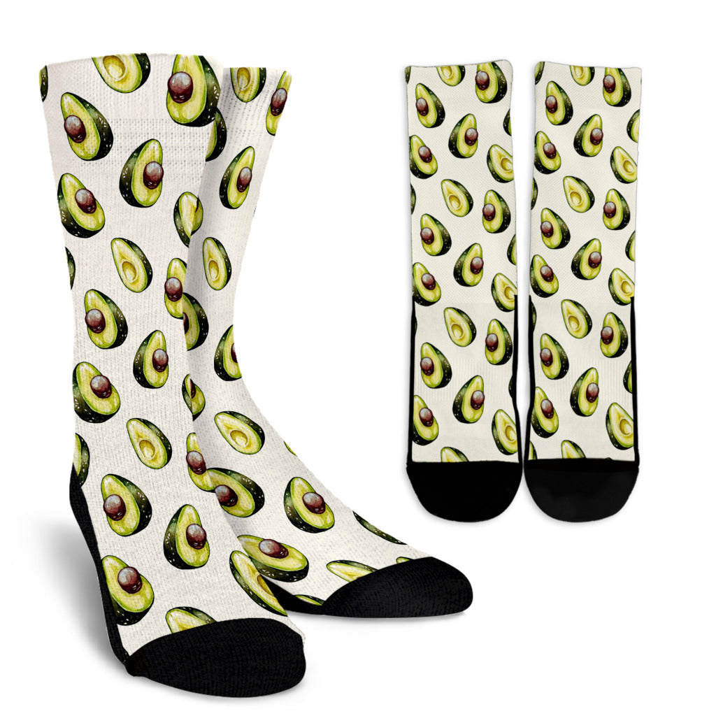Avocado Pattern Print Design 01 Crew Socks