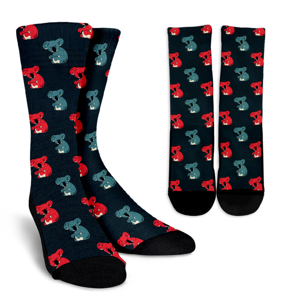 Koala Pattern Print Design 02 Crew Socks