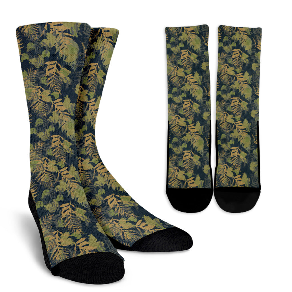 Camouflage Tropical Pattern Print Design 04 Crew Socks