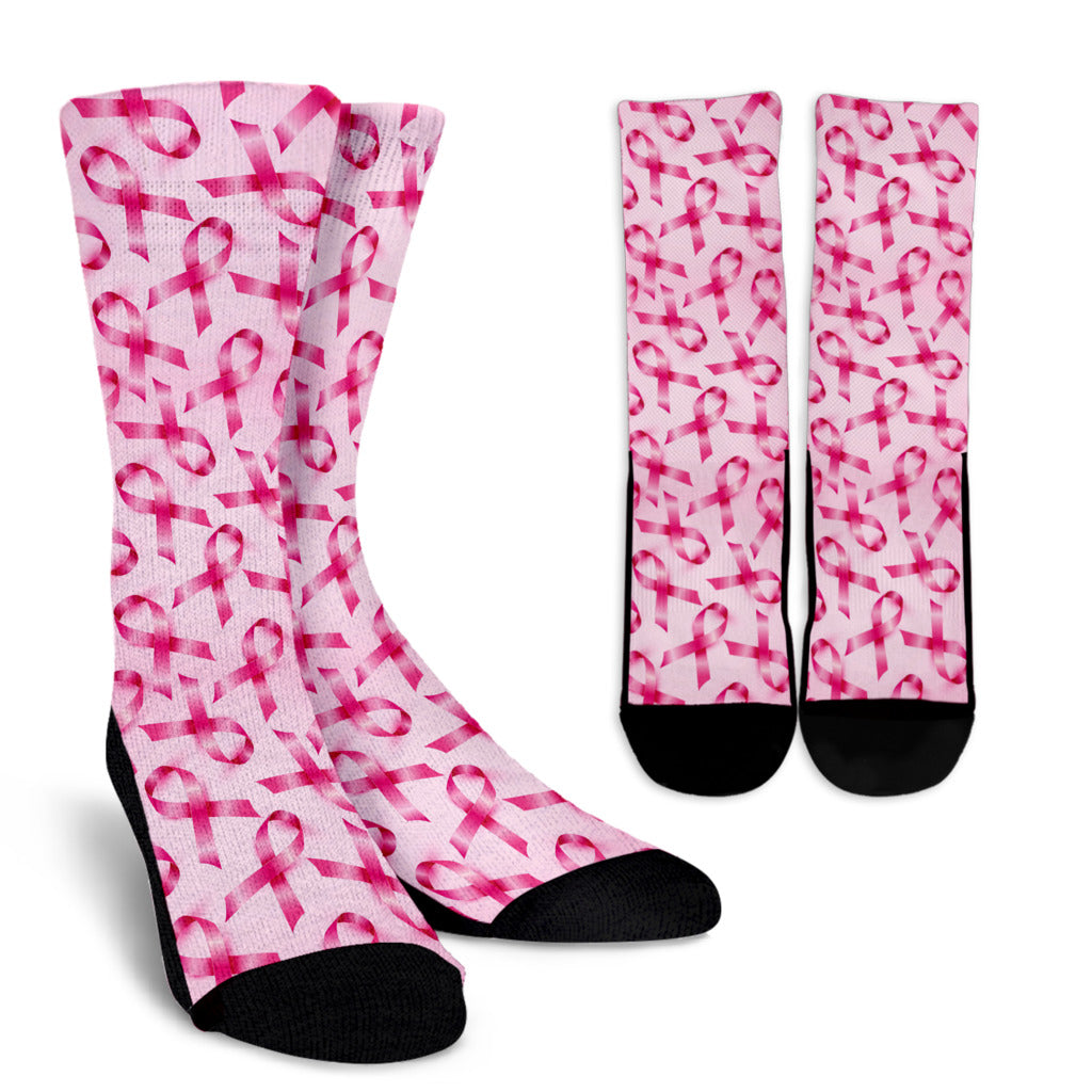 Breast cancer Pattern Print Design 04 Crew Socks