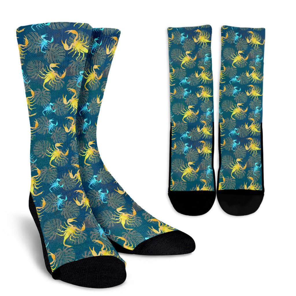 Scorpion Pattern Print Design 02 Crew Socks