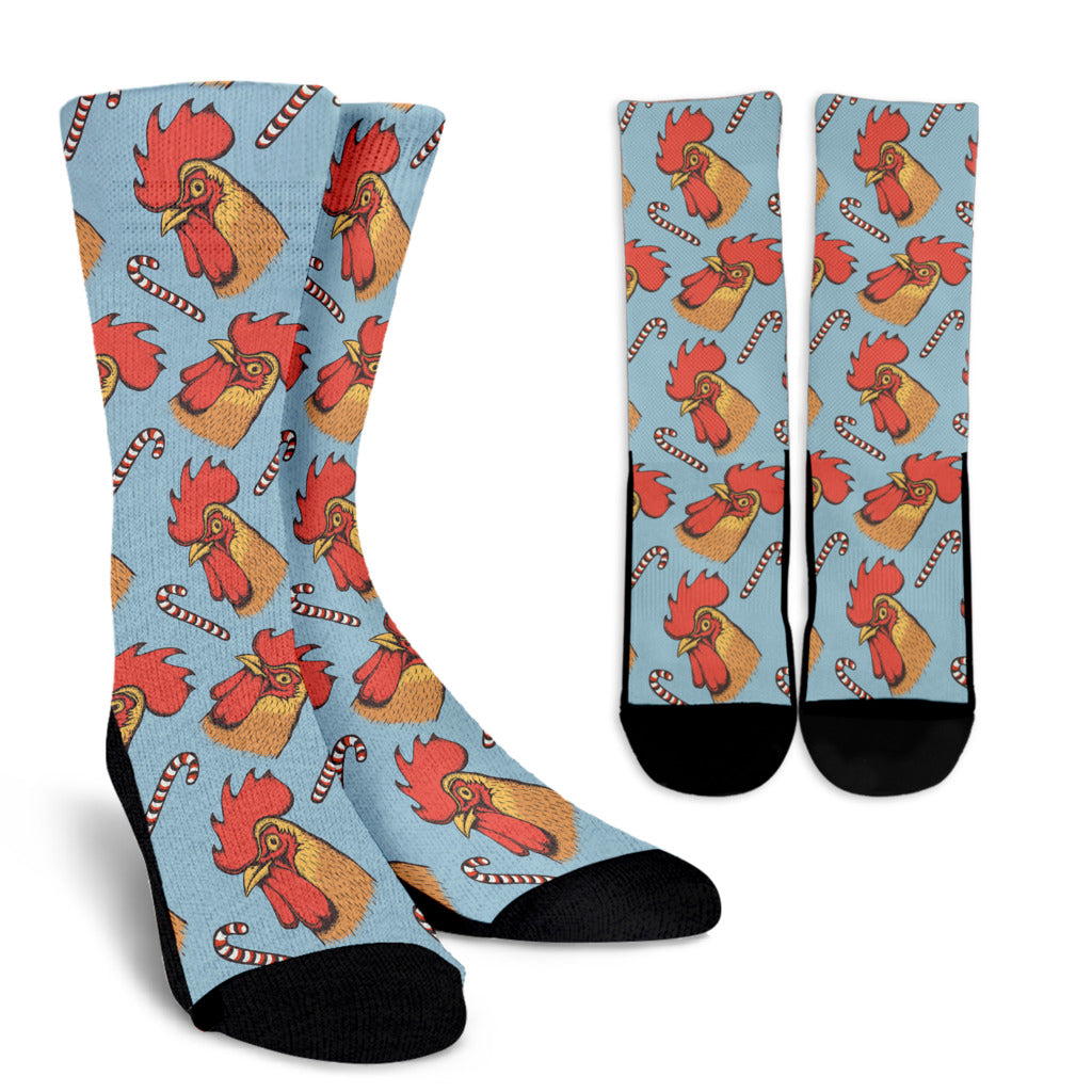 Rooster Pattern Print Design A05 Crew Socks