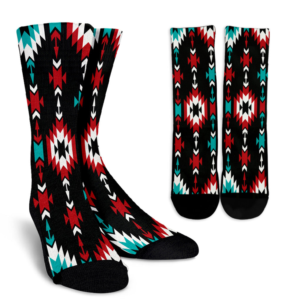 Native Pattern Print Design A08 Crew Socks