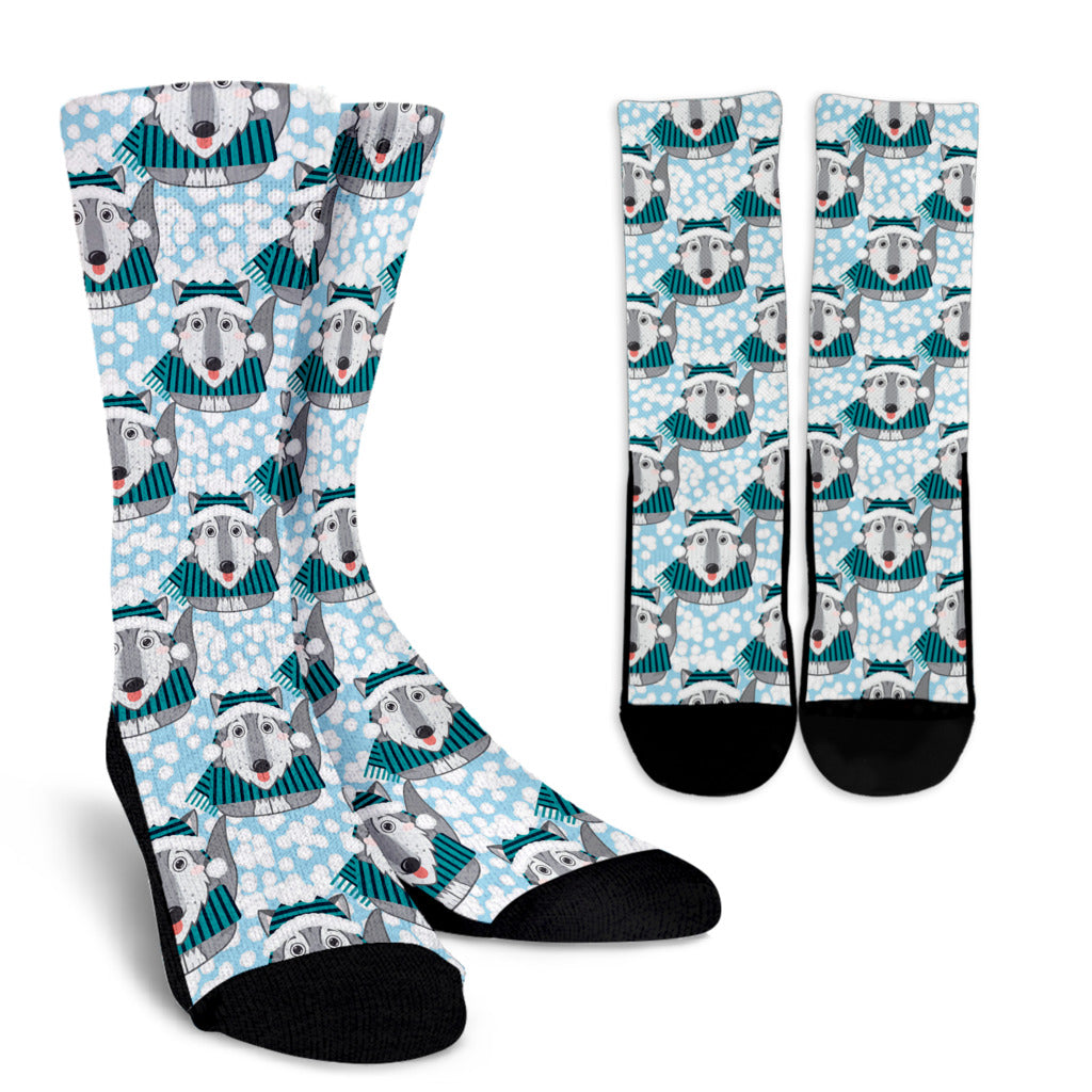 Alaskan Malamute Pattern Print Design 01 Crew Socks