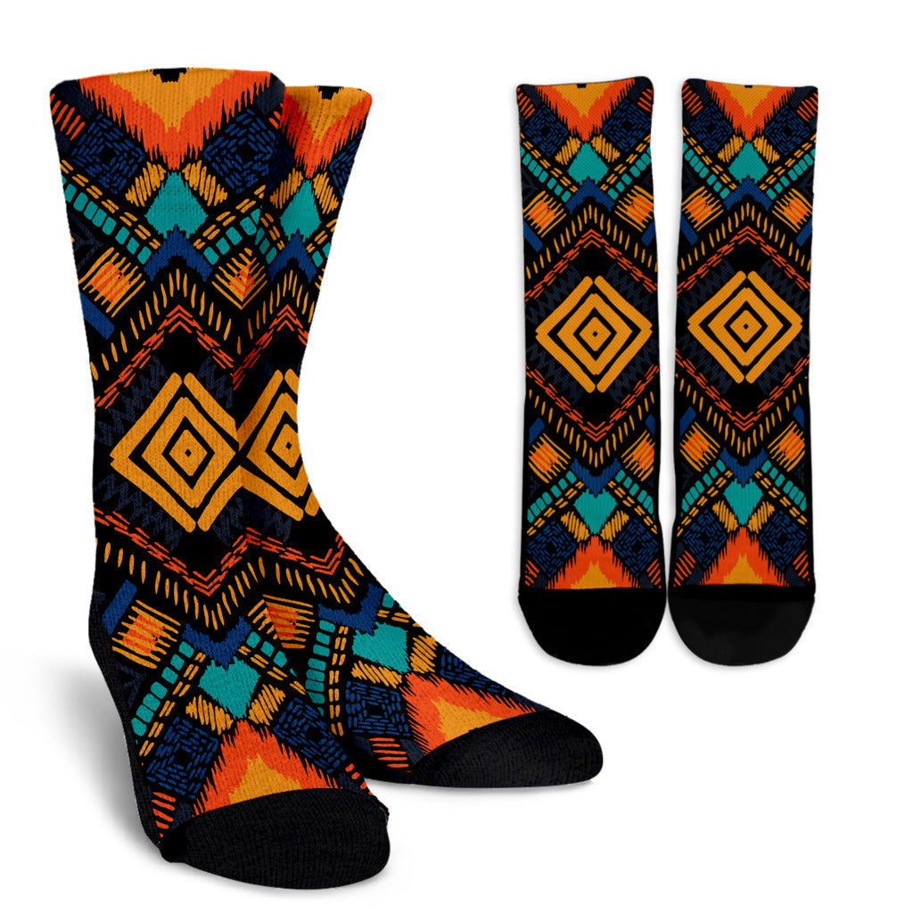 Kente Pattern Print Design 05 Crew Socks