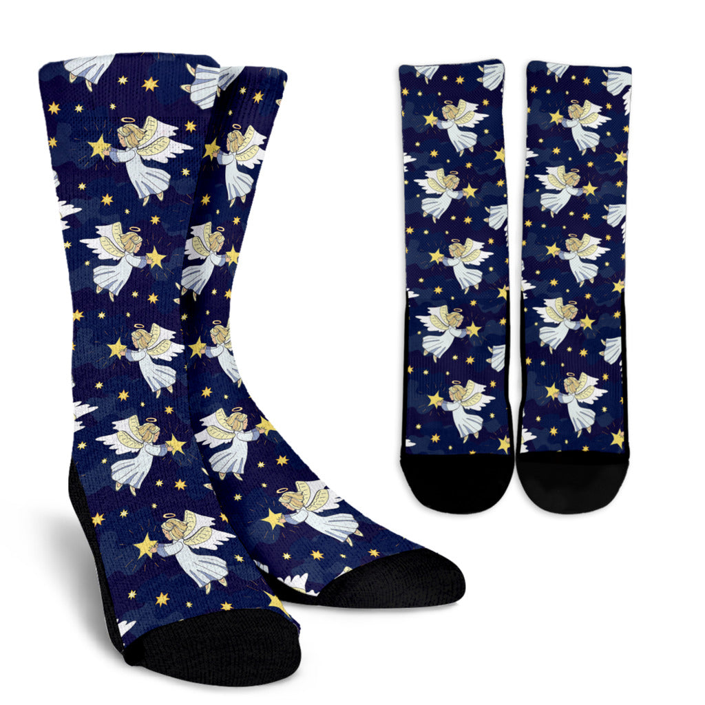 Angel Pattern Print Design 06 Crew Socks