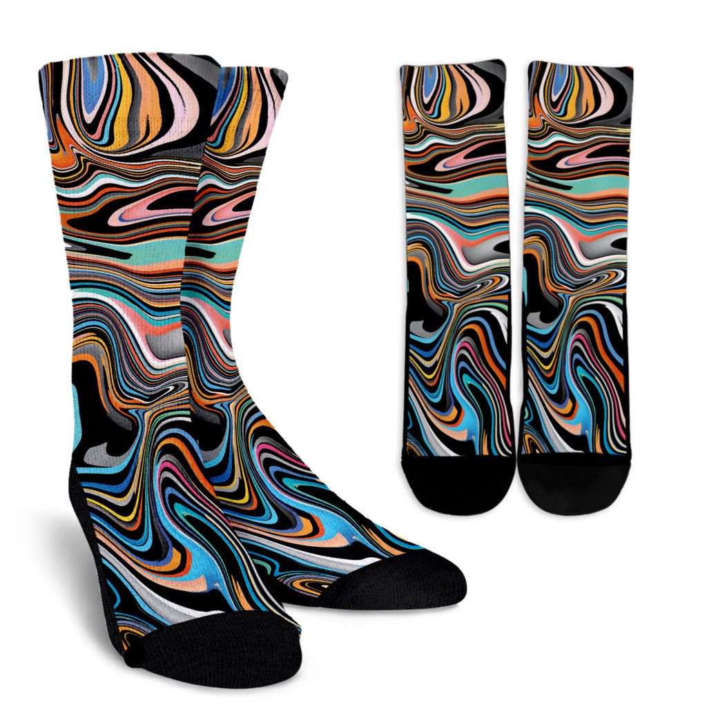 Liquid Pattern Print Design 02 Crew Socks