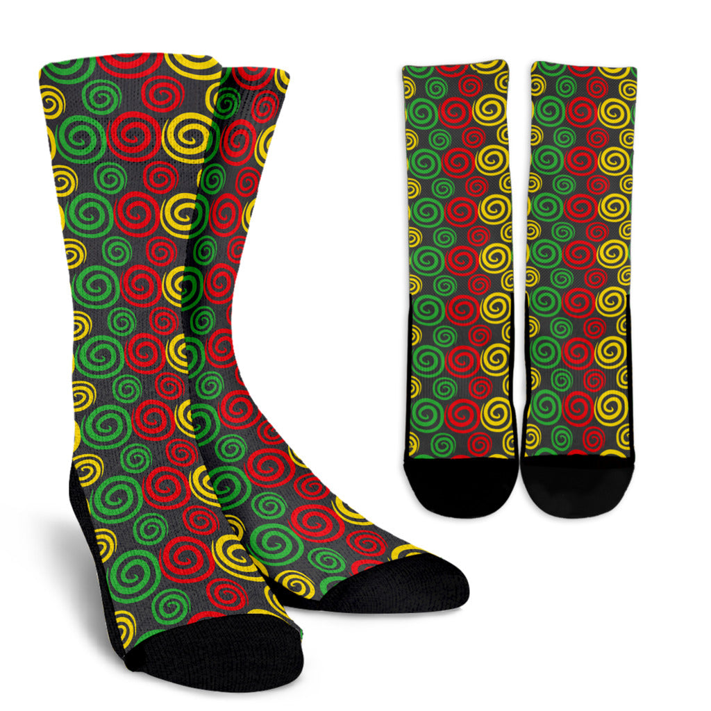 Rastafarian Pattern Print Design A05 Crew Socks