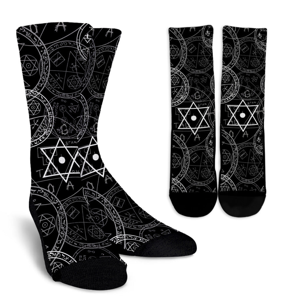 Pentagram Pattern Print Design A01 Crew Socks