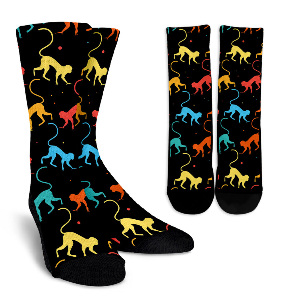 Monkey Pattern Print Design 01 Crew Socks