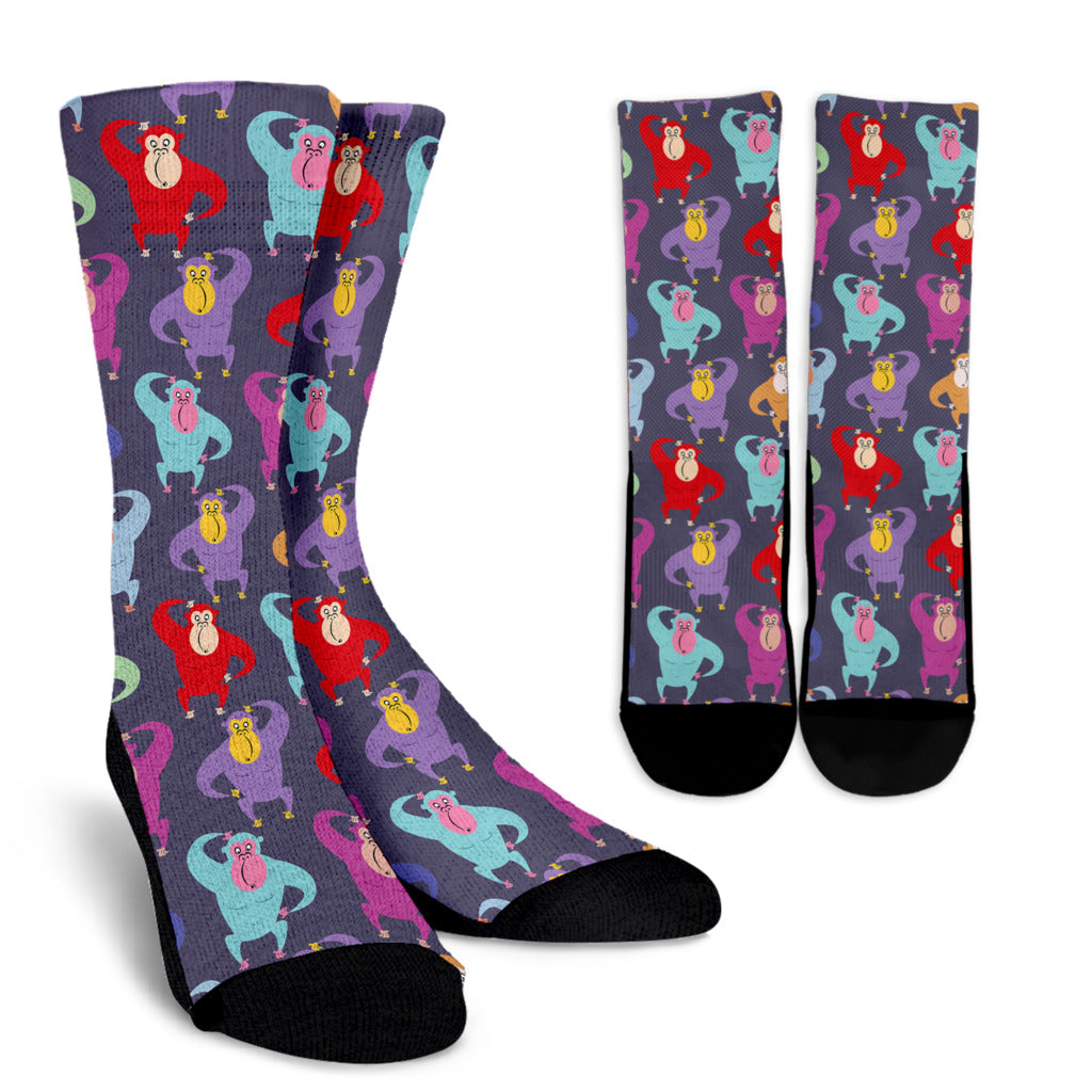 Chimpanzee Pattern Print Design 03 Crew Socks