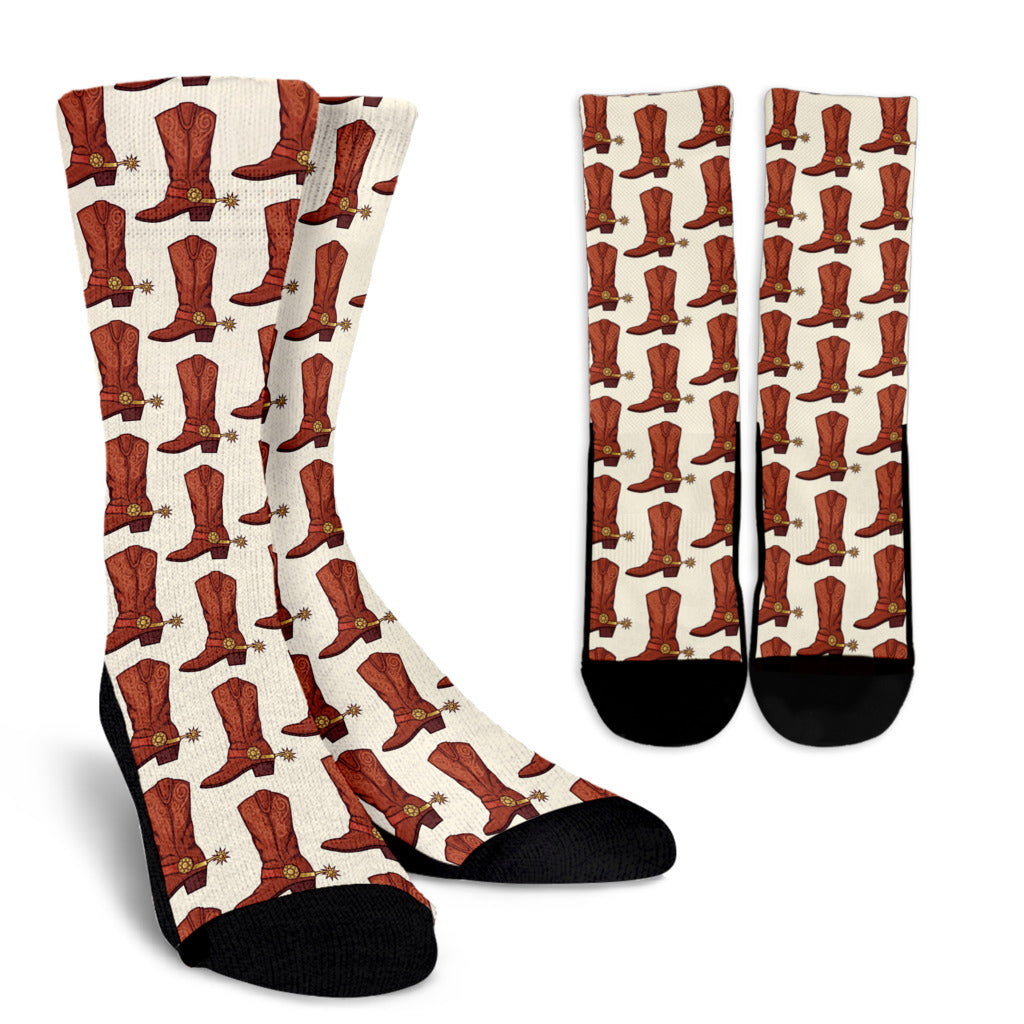 Cowboy Pattern Print Design 06 Crew Socks