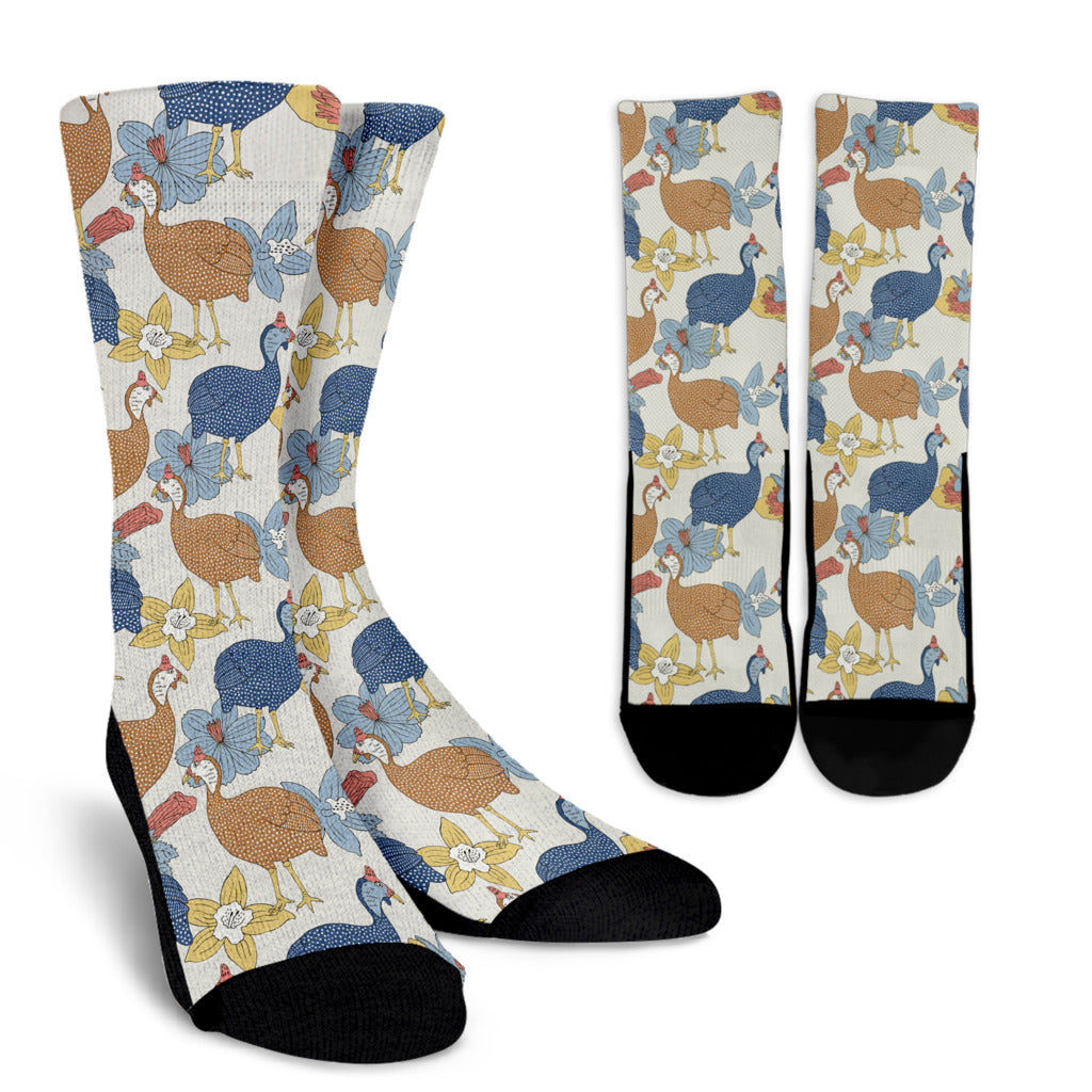 Guinea Fowl Pattern Print Design 01 Crew Socks