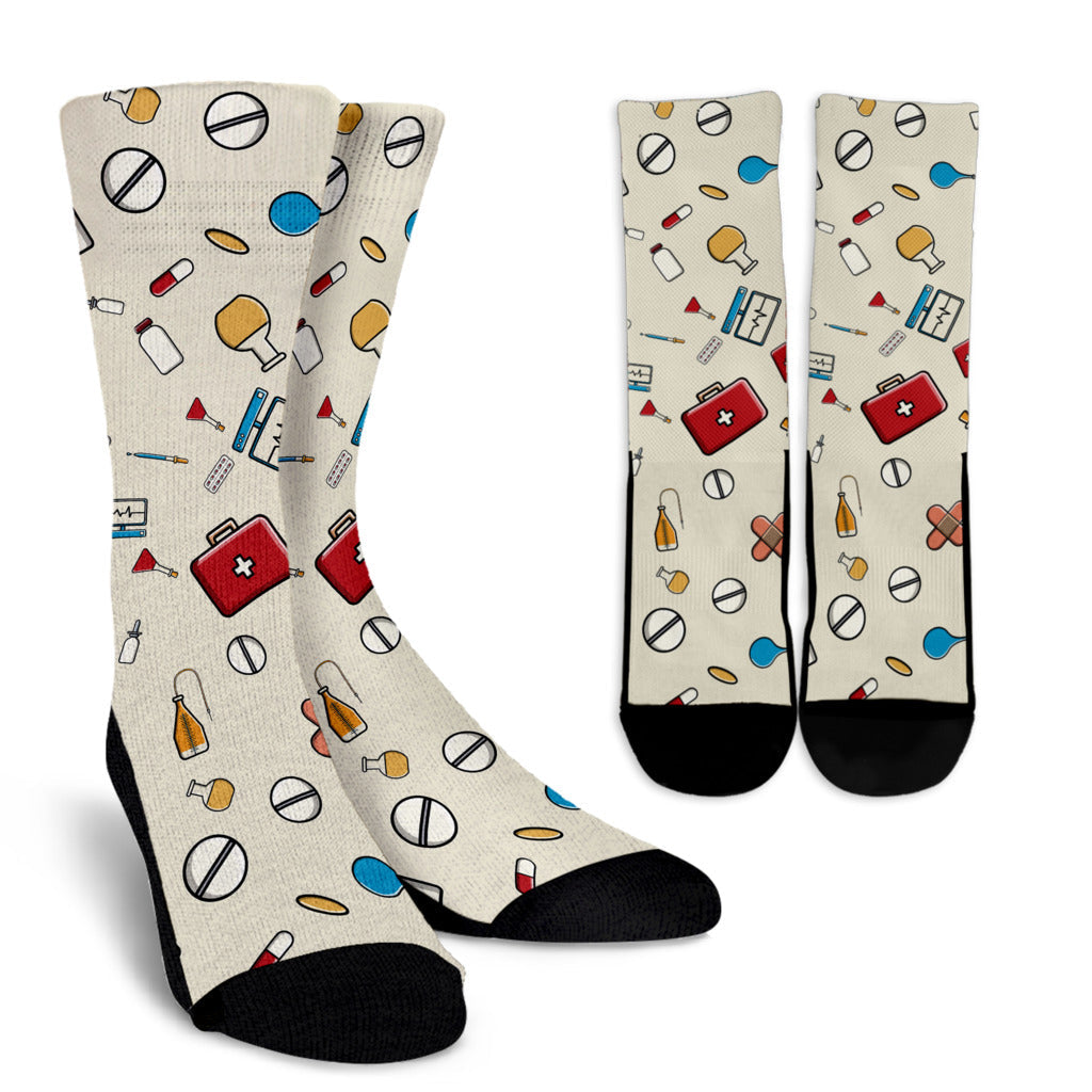 Nurse Pattern Print Design A04 Crew Socks