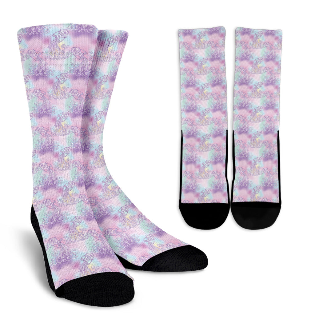 Aquarius Zodiac Pattern Print Design 01 Crew Socks