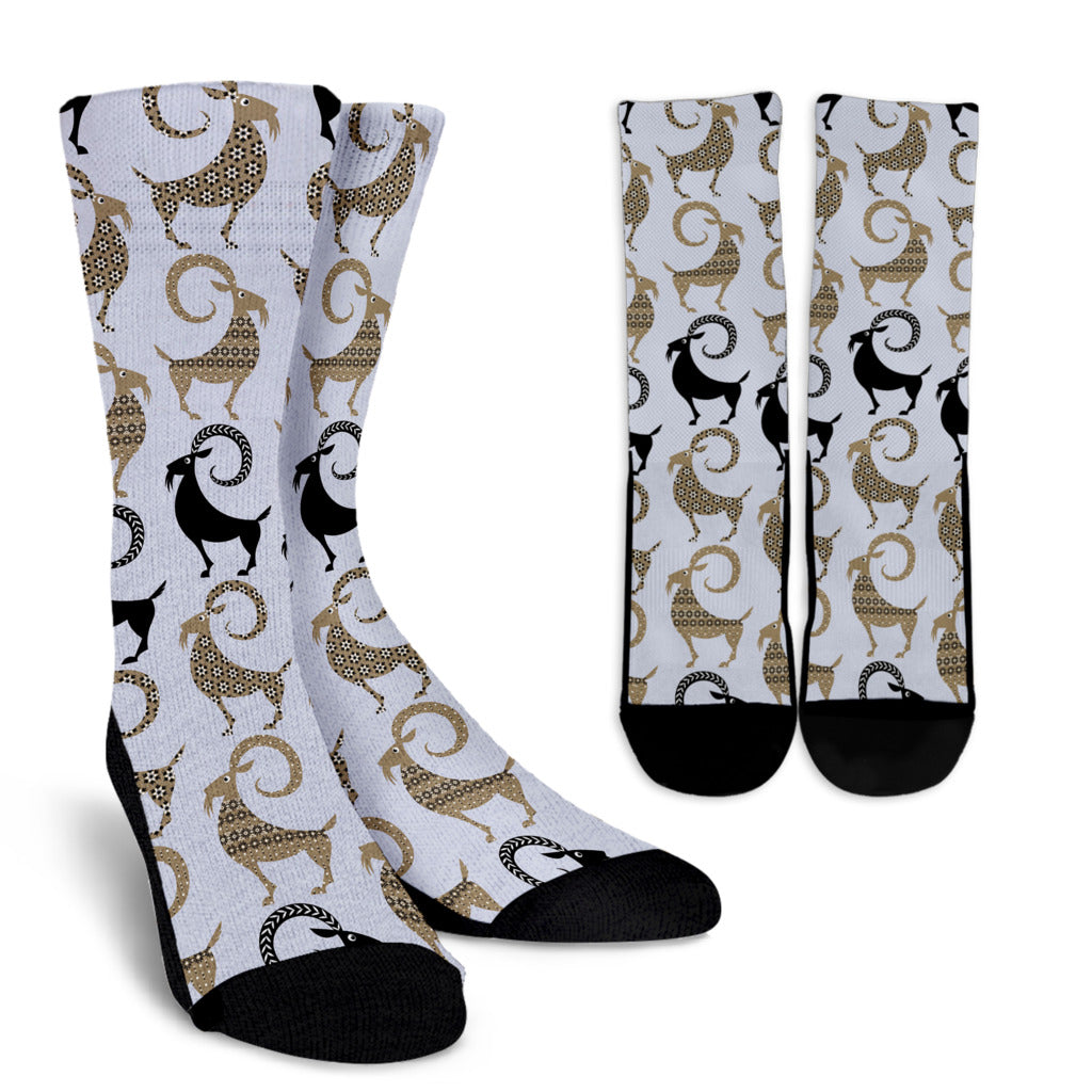Goat Pattern Print Design 03 Crew Socks