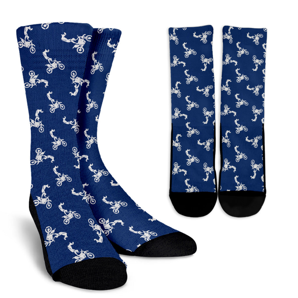 Motocross Pattern Print Design 01 Crew Socks