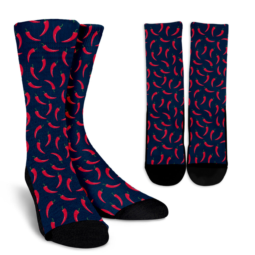 Chilli Pepper Pattern Print Design 03 Crew Socks