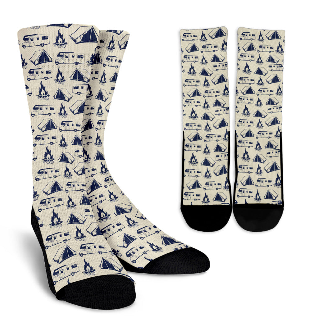Campfire Pattern Print Design 01 Crew Socks
