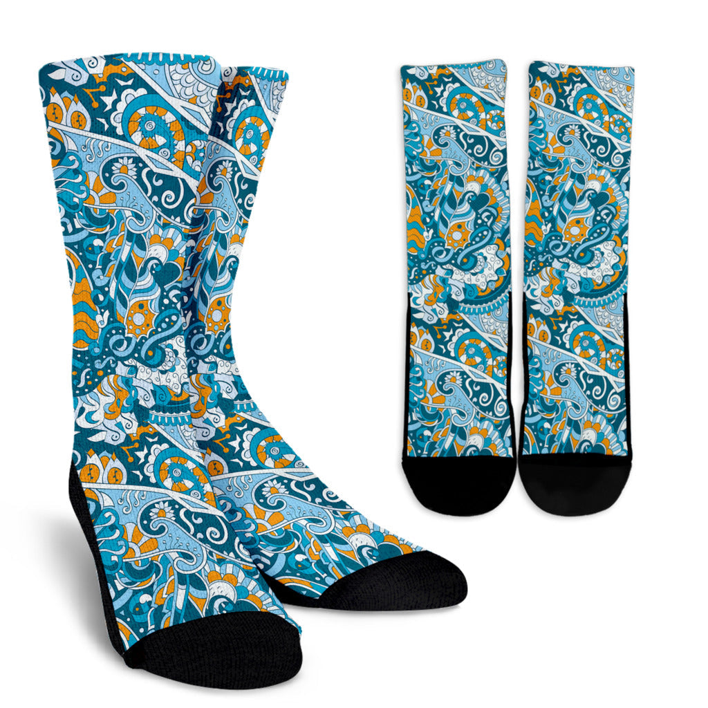 Funky Retro Pattern Print Design A03 Crew Socks