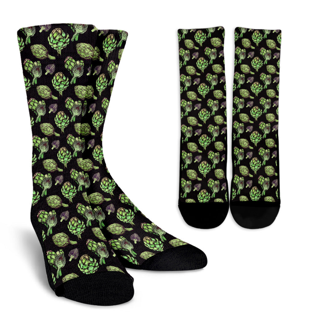 Artichoke Pattern Print Design 02 Crew Socks
