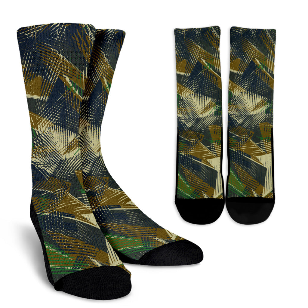 Military Camouflage Pattern Print Design 01 Crew Socks