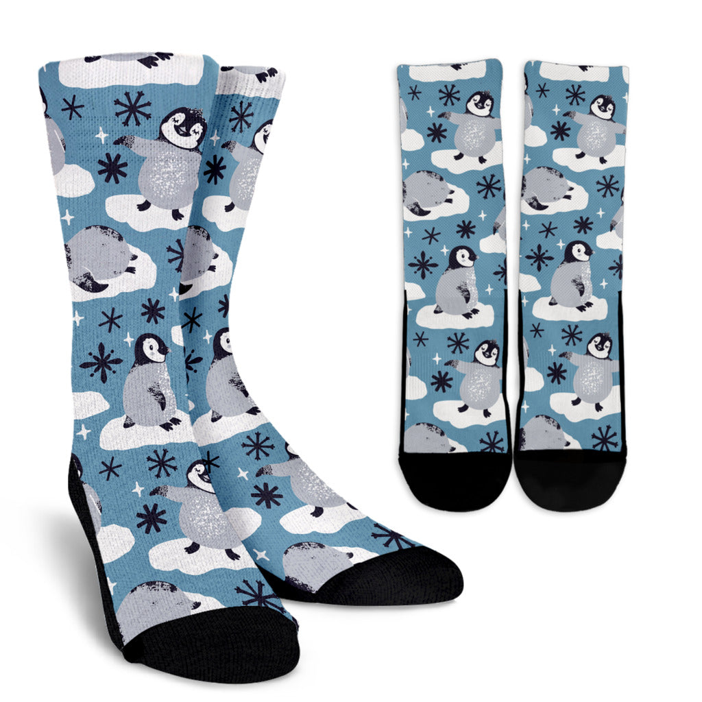 Penguin Pattern Print Design A05 Crew Socks