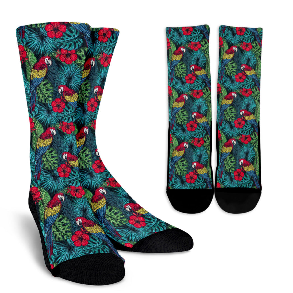 Parrot Pattern Print Design A05 Crew Socks
